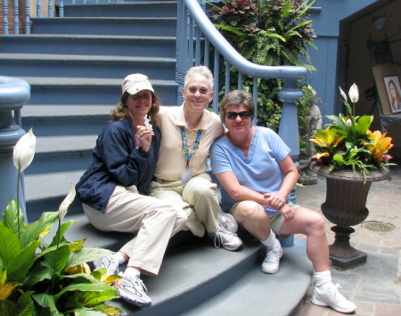 Laura, LindaMac and Deb in New Orleans Square at Disneyland