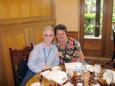 LindaMac and Deb at Storyteller's Cafe in Disneyland's Grand Californian