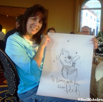 Disney Historian, Stacia Martin Draws Pooh for Laura