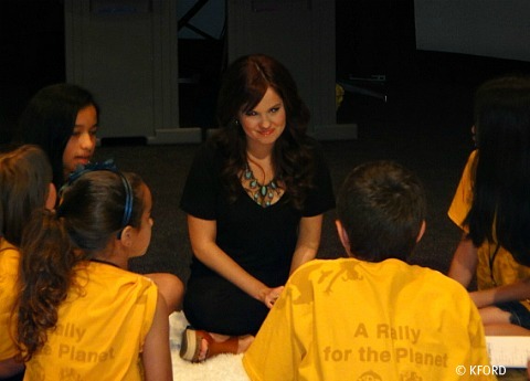 Debby Ryan works with a group of students at the Friends For Change Youth 