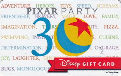 Pixar Party Gift Card