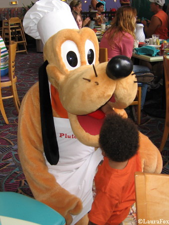 Pluto at Chef Mickey's Character Breakfast
