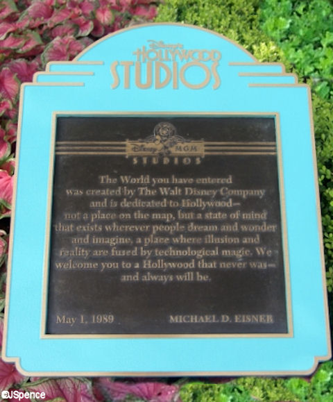 Disney/MGM Dedication Plaque
