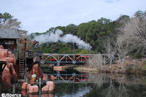 Steam Train Reflection on Rivers of America