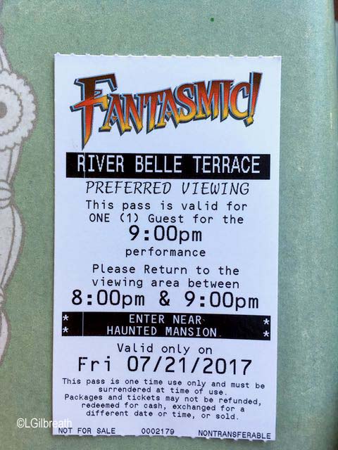 River Belle Terrace Fantasmic Fastpass ticket