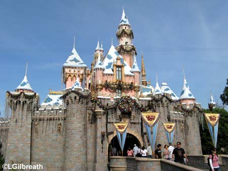 disneyland california castle. The castle has its icicles and