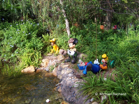 Mickey and Goofy fishing