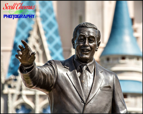 Walt Disney statue in the Magic Kingdom, Walt Disney World, Orlando, Florida