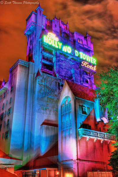 An HDR Image of the Twilight Zone Tower of Terror in Disney's Hollywood Studios, Walt Disney World, Orlando, Florida.