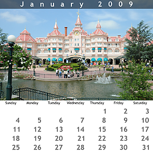 January 2009 Jewel Case Calendar