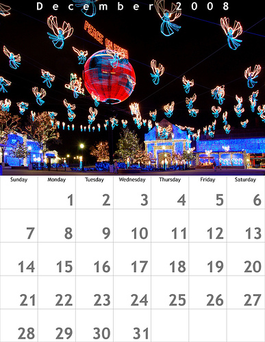 December 2008 8.5x11 Calendar