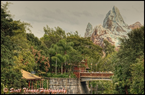 Expedition Everest from the bridge to Africa in Disney's Animal Kingdom in HDR, Walt Disney World, Orlando, Florida