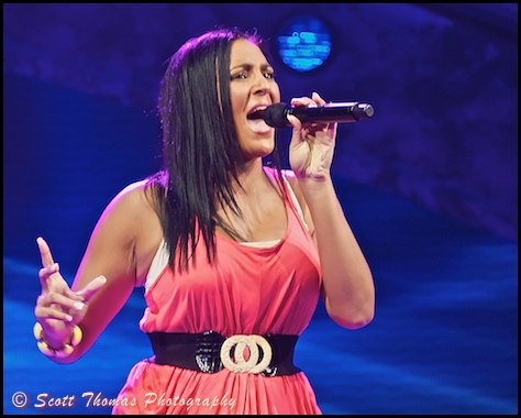 An American Idol Experience contestant performing at Disney's Hollywood Studios, Walt Disney World, Orlando, Florida