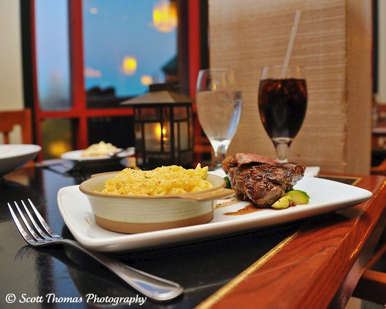 Grilled Buffalo Striploin at the Artist Point restaurant in the Wilderness Lodge Resort, Walt Disney World, Orlando, Florida