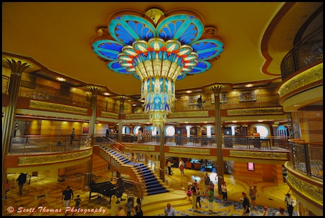 Disney Dream cruise ship Atrium as seen from Deck 4.