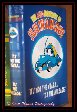 The Auto Biography of Susie the Little Blue Coupe in Mickey's Garage in the Magic Kingdom, Walt Disney World, Orlando, Florida