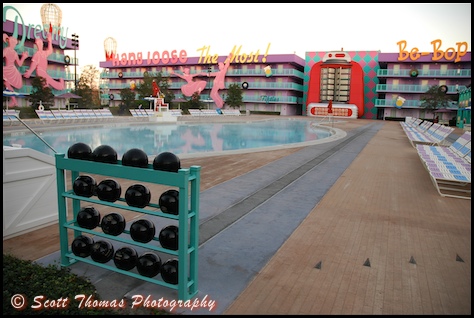 Bowling Pin Pool at the Pop Century Resort, Walt Disney World, Orlando, Florida
