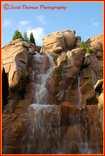 Rocky Mountain waterfall in Epcot's Canadian pavilion, Walt Disney World, Orlando, Florida