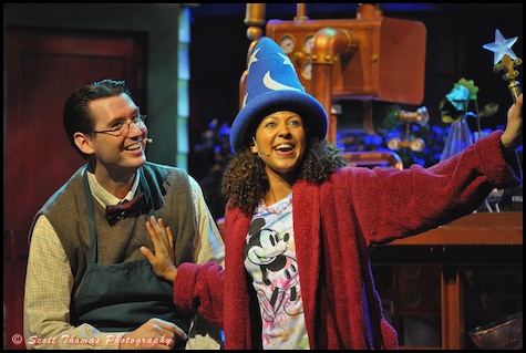 Sophia sings to her Dad, Dr. Greenaway, in the musical Believe in the Walt Disney Theatre.