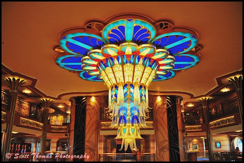 Disney Dream's art deco chandelier, Disney Cruise Line.
