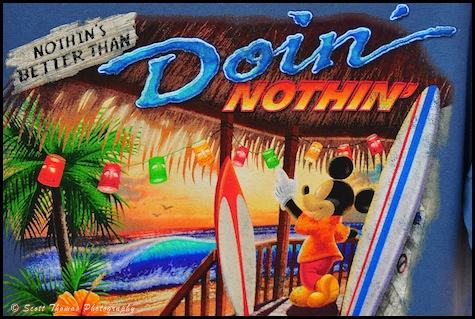 Doin Nothing t-shirt found at Castaway Cay, Disney Cruise Line.