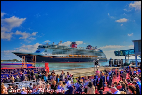 The Disney Dream cruise ship awaiting her christening ceremony at Port 