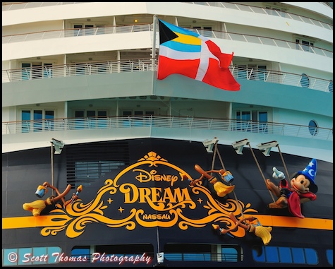 Sorcerer Mickey is featured on the stern of the Disney Dream.