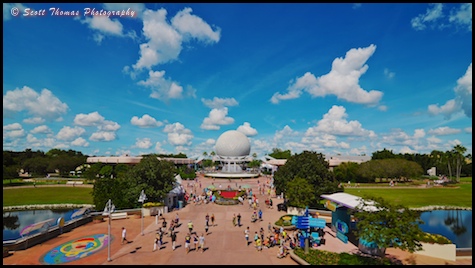 Future World from the monorail over Epcot, Walt Disney World, Orlando, Florida.