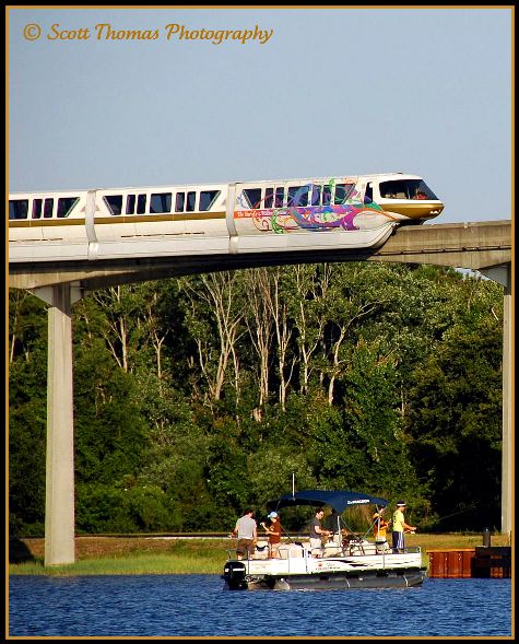 Resort monorail heading to the Magic Kingdom, Walt Disney World, Orlando, Florida