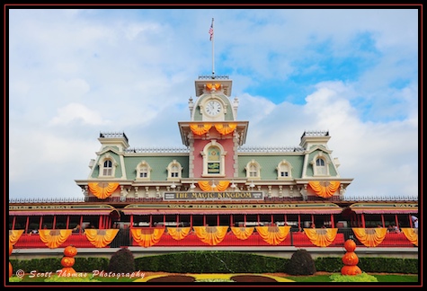 Magic Kingdom's Main Street Train Station decorated for Halloween, Walt Disney World, Orlando, Florida