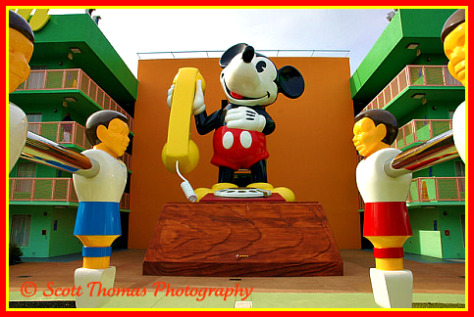 Mickey Mouse Phone icon at the Pop Century Resort, Walt Disney World, Orlando, Florida.