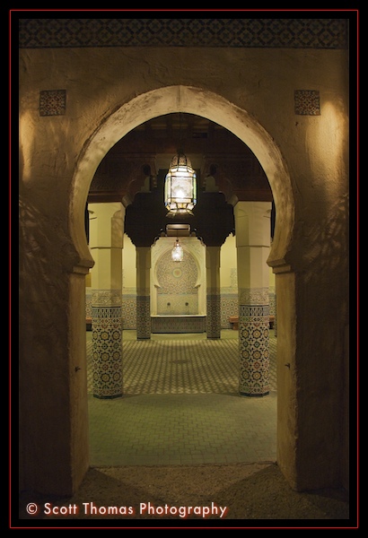 Entrance to the Fez House in the Morocco pavilion in Epcot's World Showcase, Walt Disney World, Orlando, Florida
