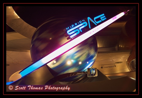 The Mission: Space globe spinning in Epcot's Futureworld, Walt Disney World, Orlando, Florida