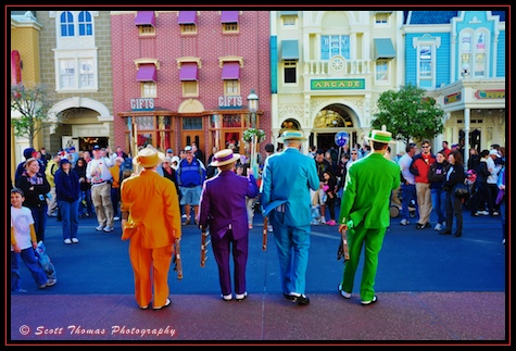Dapper Dans singing on Main Street USA in the Magic Kingdom, Walt Disney World, Orlando, Florida