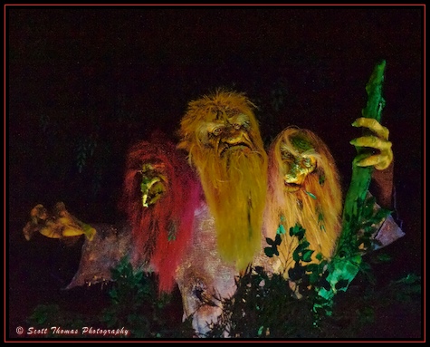 Guests meet trolls on the Maelstrom ride in Norway at Epcot's World Showcase, Walt Disney World, Orlando, Florida