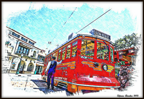Red Car Trolley on Buena Vista Street by Michael Greening, Anaheim, California