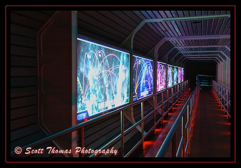 An empty Space Mountain queue in the Magic Kingdom, Walt Disney World, Orlando, Florida