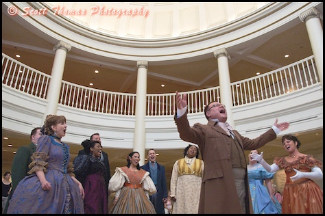 The Voices of Liberty a cappella group perform in the rotunda of the Epcot's American Adventure pavilion, Walt Disney World, Orlando, Florida