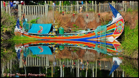 Ceremonial canoe on the walk to Asia in Disney's Animal Kingdom, Walt Disney World, Orlando, Florida