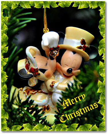 Kissing Minnie & Mickey Mouse tree ornament purchased at Walt Disney World, Orlando, Florida