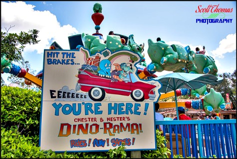 Sign for Chester & Hester's Dino-Rama in Dinoland USA at Disney's Animal Kingdom, Walt Disney World, Orlando, Florida
