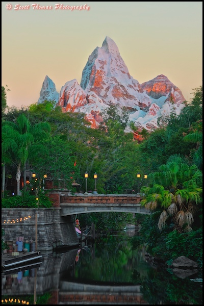 Expedition EVEREST rising above Asia in Disney's Animal Kingdom, Walt Disney World, Orlando, Florida.