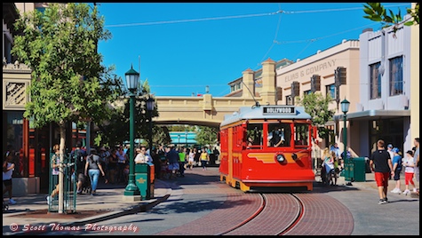 Red Car Trolley on Buena Vista Street in Disney's California Adventure, Anaheim, California