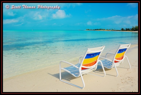 A couple of chairs on the Serenity Bay Adult Beach on Castaway Cay, Disney Cruise Line, Bahamas