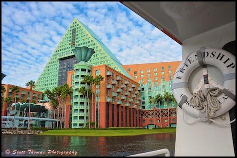 Dolphin Resort from a Friendship boat, Walt Disney World, Orlando, Florida.