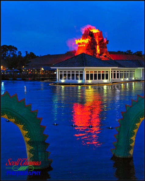 Rainforest CafÃ© volcano show at Disney Springs, Walt Disney World, Orlando, Florida