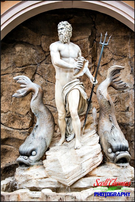 Statue of Neptune in the Italy pavilion at Epcot's World Showcase, Walt Disney World, Orlando, Florida