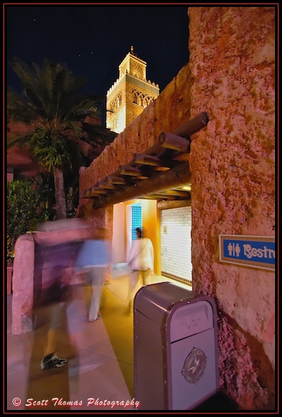 Trashcan outside restrooms in Epcot's Morocco pavilion, Walt Disney World, Orlando, Florida