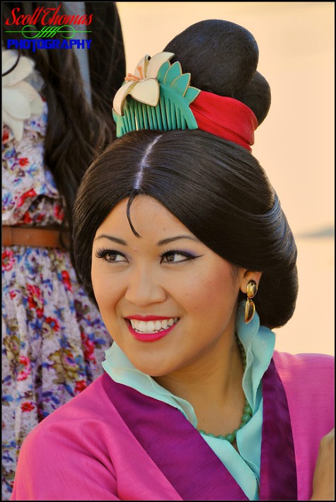 Mulan smiling for guests in Epcot's China pavilion, Walt Disney World, Orlando, Florida