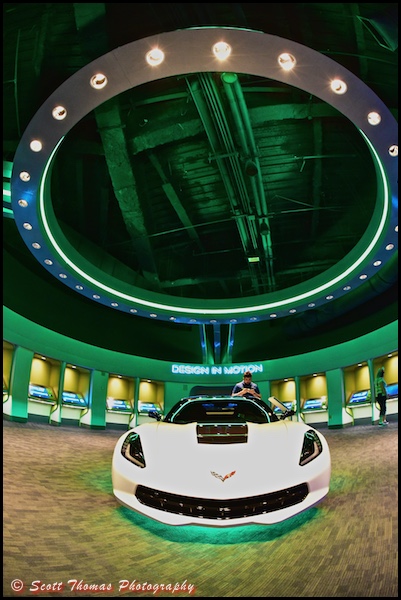 Chevrolet Corvette on display inside Test Track in Epcot's Future World, Walt Disney World, Orlando, Florida